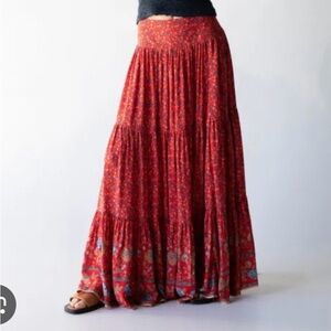 NATURAL LIFE Red and Blue Floral Maxi Skirt, like new, Boho skirt